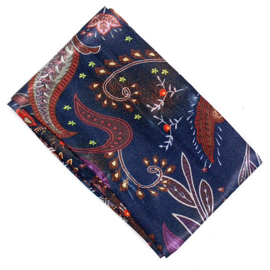 Silk Handbag Scarf Navy Paisley banner