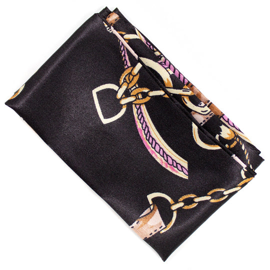 Silk Handbag Scarf Black Chain banner