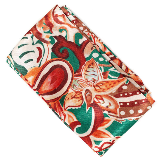 Silk Handbag Scarf Green Paisley banner