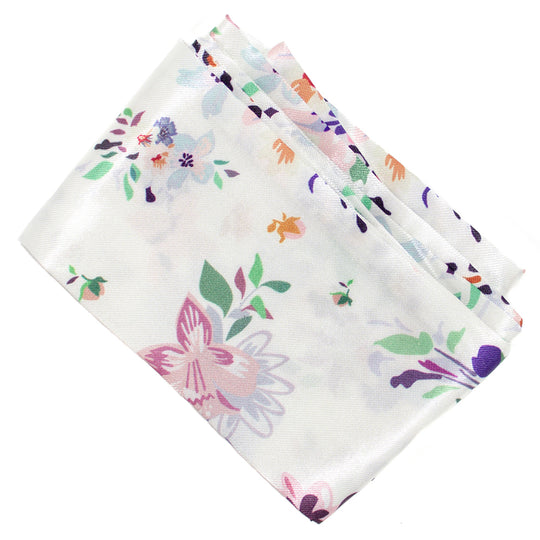 Silk handbag Scarf White Floral banner