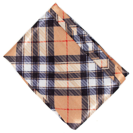 Silk handbag Scarf Beige Plaid banner